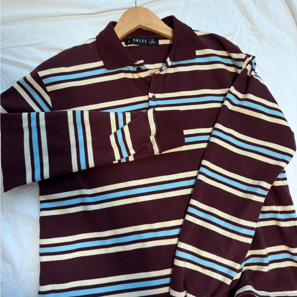 Lioness Brown and White Polo Top